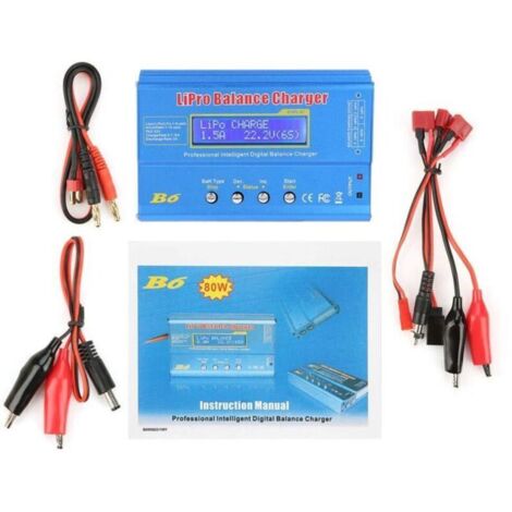 Chargeur iMAX B6 80W,Chargeur iMAX B6 80W, Chargeur Lipo Balance, Déchargeur pour Batterie LiPo/Li-ION/Life(1-6S), NiMH/NiCd(1-15S), LCD Chargeur Déchargeur parallèle(sans EU plug) (1/4)