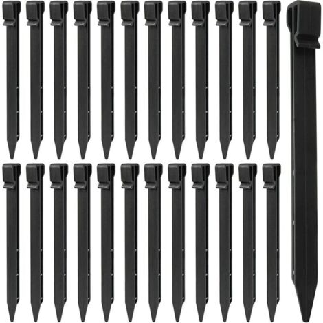 LATERN 25 Pièces Piquets de Sol en Plastique, 25CM Piquets de Bordure de Paysage Robustes Piquets de Tente Pointes d'ancrage pour Tentes Planche Terrasse Bordure Pelouse Jardin Extérieur (Noir) (1/4)