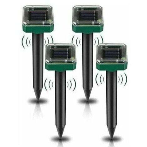 Lot de 4 Répulsifs Solaires à Ultrasons, Répulsif Anti Taupes Solaire Souris Repeller Exterieur pour Jardins Taupes Campagnols Gophers Serpents ou Autres Autres Rongeurs (1/4)