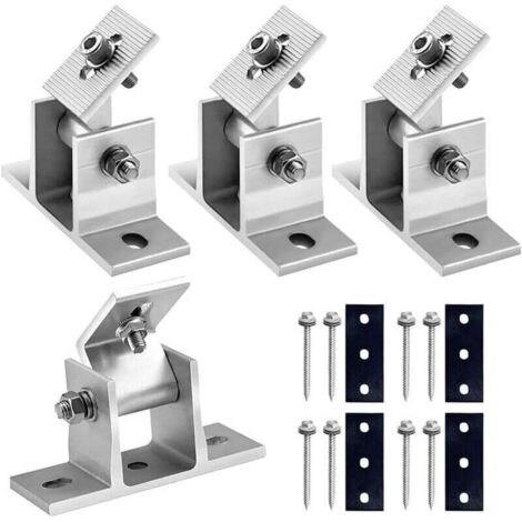 Support de panneau solaire, kit de montage pour panneau solaire, support de 15 à 30 °, support photovoltaïque, pour toit plat, montage mural, balcon, camping-car,4pcs (1/4)