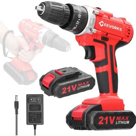 Visseuse Devisseuse Sans Fil 21V, Perceuse Visseuse Sans Fil avec 2 Batteries 1200mAh, 25+3 Réglages de Couple Perceuse, 2 Vitesses, LED Visseuse pour Bricolage (1/4)