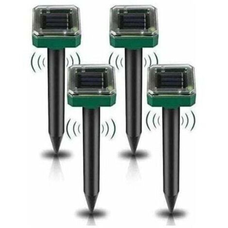 Répulsif pour insectes et animaux,Lot de 4 piquets répulsifs à taupes solaires - Répulsif à taupes à ultrasons - Élimination des taupes à énergie solaire pour taupes, serpents, campagnols, go (1/4)