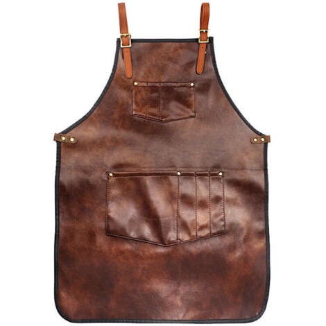 PU Tablier en Cuir ,Tablier en Cuir pour grillades ,Tablier en Cuir Vintage,pour BBQ et Cuisine et Bar (1/4)