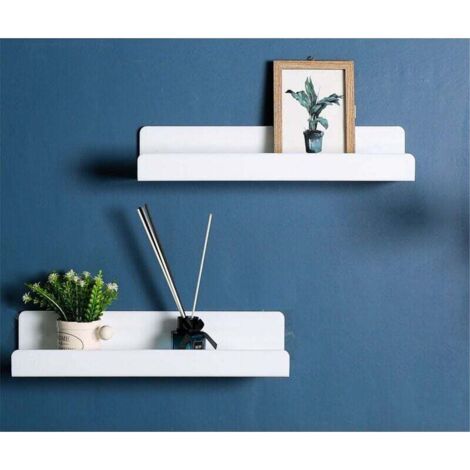 Étagère murale, Pas de perçage, Étagère flottante, Set de 2, Étagère en acrylique blanc pour livres et photos, Décoration intérieure, Étagère murale pour cuisine, Salle de bain, Bureau, Salon Étagère (1/4)
