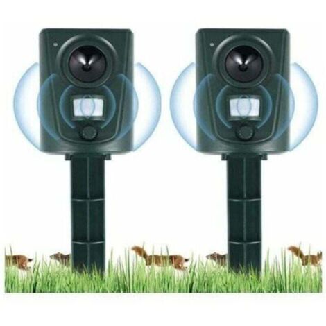 2023 2X Rpulsif Chat Jardin Ultrasons, Rpulsif Chats avec Piquet au Sol Prvenir Les Chiens et Les Chats, Les Oiseaux, pour Jardins, Champs, Ppinires, Etanche (1/4)