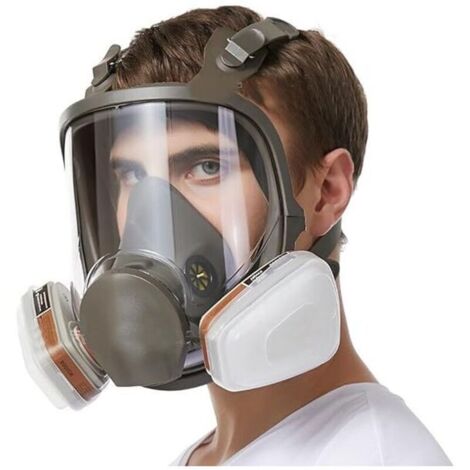 Masque facial complet réutilisable, respirateur complet, masque à gaz anti-poussière, filtres doubles remplaçables pour la peinture, la pulvérisation, le soudage et la protection de la sécurité au tra (1/4)