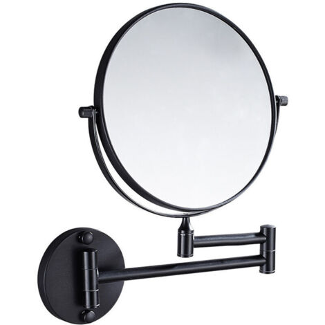 Miroir télescopique de salle de bain miroir de courtoisie pliant miroir de beauté miroir mural de salle de bain miroir grossissant - noir, 1pc Miroir grossissant (1/4)