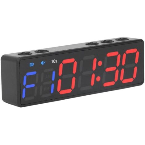 Minuteur de Gym Portable, Horloge D'entraînement Numérique avec Batterie Rechargeable Aimant intégré, Horloge de Minuterie de Fitness pour la Salle de Gym à Domicile, Le Garage (Bleu et Rouge) (1/4)