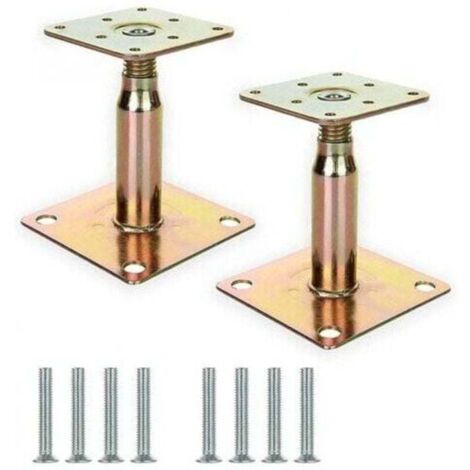 Lot de 2 supports de poteau surélevés galvanisés réglables de 100 à 150 mm, support de toit robuste pour construction (1/4)
