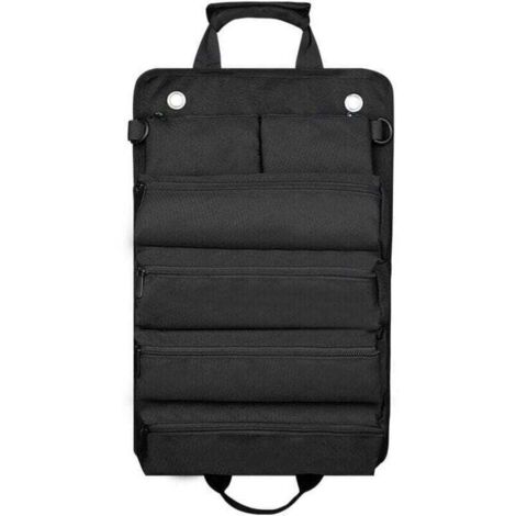 Trousse à outils d'électricien, enroulable, sac à outils d'électricien, sac de rangement, sac suspendu, ensemble de quincaillerie pour voiture - Noir (1/4)