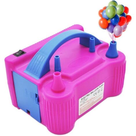 Pompe à ballon électrique, pompe de gonflage portable haute performance avec double buse (AC220-240V 600W) pour décorations de fête, mariage, anniversaire, événement et Noël, rose. (1/4)