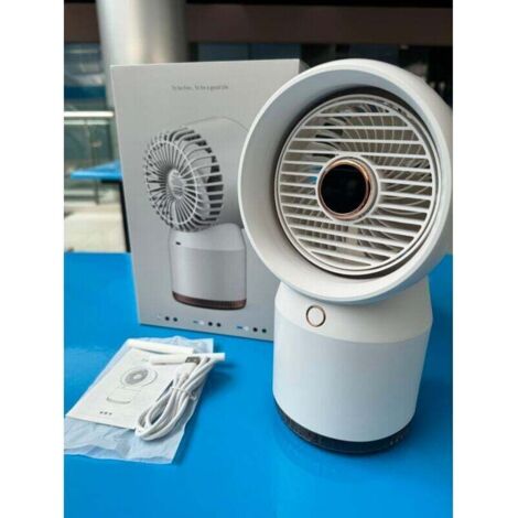 Mini climatiseur portable : Ventilateur USB + humidificateur + veilleuse - 4 vitesses - Rechargeable Type-C - Bureau & voyage (1/4)