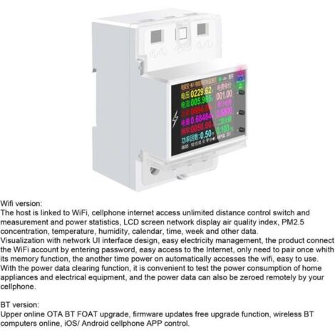 Compteur Électrique WiFi Rail DIN - Surveillance en Temps Réel via App - Écran Couleur 2.4" - Gestion Multi-Énergie (1/4)
