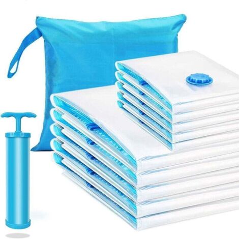 Lot de 10 sacs de compression sous vide transparents pour couettes et vêtements, sacs de rangement sous vide (1/4)