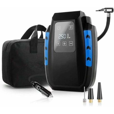 Compresseur d’Air Portatif 12V, Compresseur Voiture d'air Digital Portable 12V 120W Auto Gonfleur Pneus, Electrique Compresseur Air Numérique avec Lampe LED, 3M Câble pour Voiture Vélo (1/4)