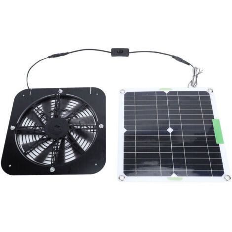 Ventilateur d'extraction solaire 100W, panneau de Ventilation de 13.5 pouces, alimenté pour chien, poulailler, serre, camping-car (1/4)