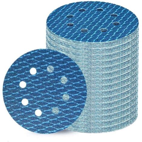 Pack of 80 125 mm Velcro Sandpaper, 100 Grit 8 Holes, Ideal for Sanding Discs 125 mm Velcro and Random Orbital Sanders (1/4)