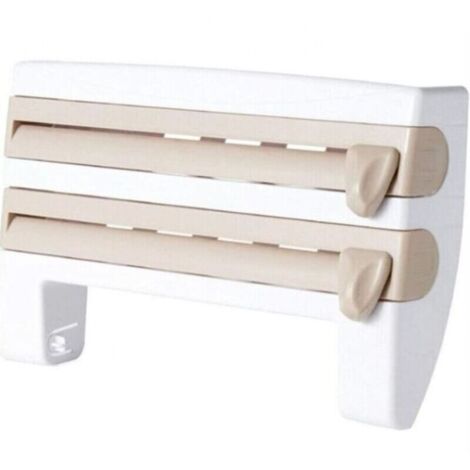 Porte-rouleau de papier essuie-tout mural 4 en 1 (emballage plastique), distributeur de film alimentaire multifonctionnel (1/4)