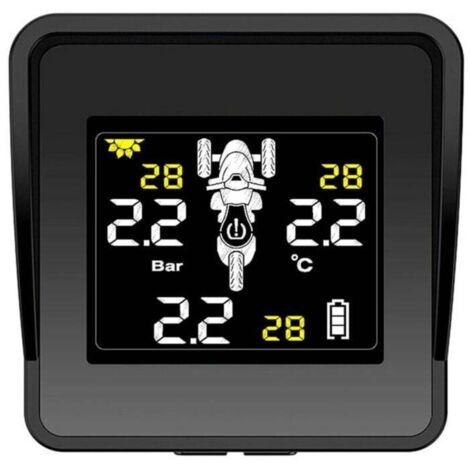 Système de surveillance de la pression des pneus sans fil solaire pour moto, moniteur TPMS, écran LCD, 3 capteurs externes (1/4)