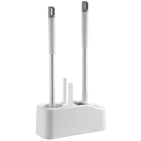 Ensemble de deux brosses de toilette murales de qualité supérieure, brosse de toilette en plastique à long manche avec base poreuse, brosse de toilette pour salle de bain, nettoyage de salle de bain (1/4)