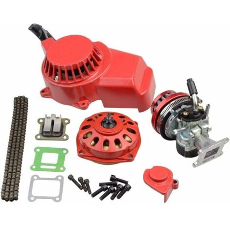 Rouge Démarreur aluminium Pédales de démarrage Filtre à air carburateur d'embrayagede 6T vitesses Chaîne Cylinder kit 47cc 49cc 2 temps Engine (1/4)