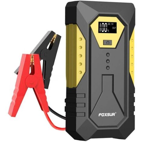 demarreur batterie voitureBooster de batterie 800A 26800mAh Démarreur d'urgence portable (essence 6.0 ou 5.0L diesel) Démarreur d'urgence de voiture avec chargeur Clip de sécurité intelligent Écran LC (1/4)