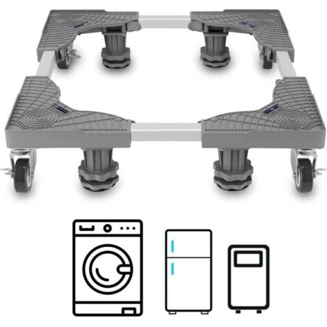 Mini support de réfrigérateur réglable pour machine à laver avec 4 roues pivotantes verrouillables, base mobile universelle pour sèche-linge et réfrigérateur (1/4)