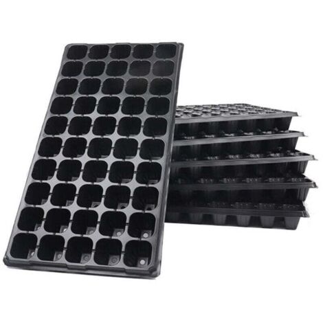 50 plateaux de semis minces avec dôme et base pour serre - Mini propagation pour la culture des graines (noir/6 pièces) (1/4)