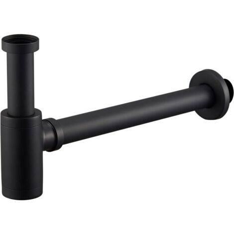 Siphon de lavabo et d'évier de conception universelle noir avec ouverture de nettoyage siphon design siphon tubulaire (1/4)