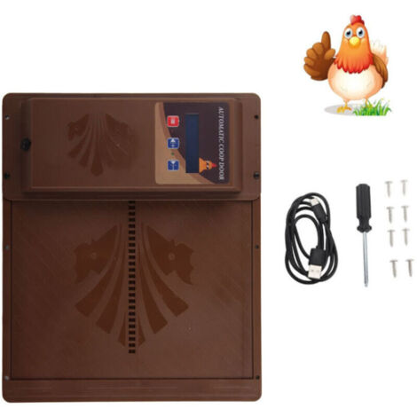 Porte Automatique Poulailler Solaire, Trappe de Poulailler Electrique Anti-piégeage Intelligente avec Ecran LCD Minuterie Capteur de Lumière Télécommande (1/4)