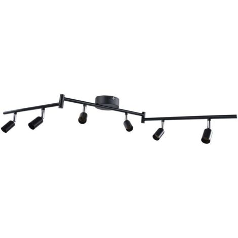 Plafonnier LED 6 Spots Orientables Blanc du Jour 6 X Ampoules GU10 Applique, tête d\'éclairage rotative flexible pour studio de cuisine 85-265V, Noir (1/4)