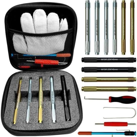 16 pièces Boulons d'Alignement de Roue pour Automobile, M12 x P1.25 M12 x P1.5 M14 x P1.25 M14 x P1.5 M15 x 1.25 SST, Goupille de Positionnement de Roue, Outil de Guidage de Montage de Roue (1/4)
