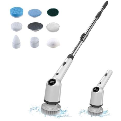 Brosse Nettoyage Electrique, Brosse Rotative Nettoyage avec 8 Têtes Remplaçables, 3 vitesses, Brosse Nettoyage Salle de Bain (1/4)