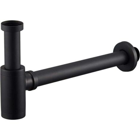 Siphon de lavabo et d'évier de conception universelle noir avec ouverture de nettoyage siphon design siphon tubulaire (1/4)