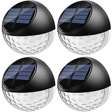 Enowelir Lot de 4 LED Lampes Solaire Applique Murale Extérieur IP65 Étanche Éclairage Décorative Lumière Blanc Chaud, Lampe de Clôture Mur Terrasse Jardin Porte d'entrée Escalier Cour Allée Chemin [Cl (1/4)