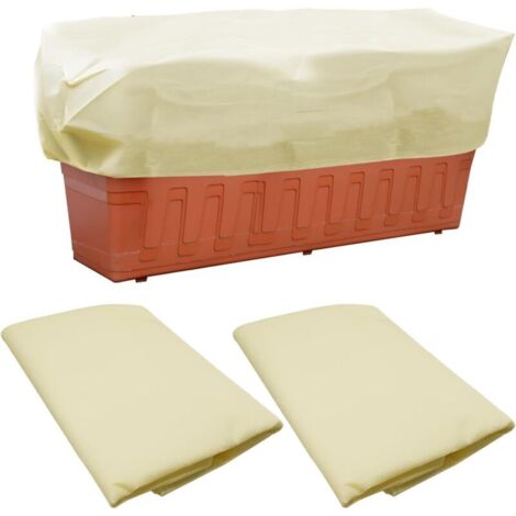 Lot de 2 housses de protection hivernales pour plantes, housses rectangulaires pour pots de fleurs, couvertures de protection contre le gel pour plantes d'extérieur avec cordon de serrage - Carré à co (1/4)