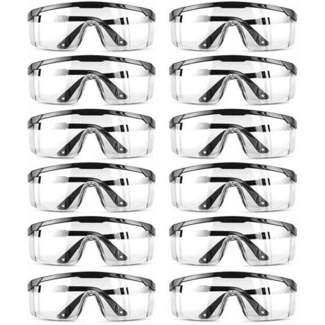 Lunettes de Protection, Lunettes Sécurité Réglables Lunette Anti Rayures Verres Transparents Bleu pour Les Lieux Travail Construction Bricolage Laboratoire Soudage(12pcs) (1/4)