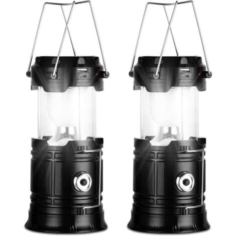 Lanterne Solaire de Camping, Lot de 2 de Lampe Torche pour Eclairage Extéieur, Portable Lampe de Camping Imperméables IP54 (1/4)