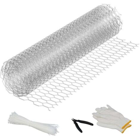 Grillage à poules, 40 cm x 5 m, mailles fines 15 x 25 mm, grillage pour clapiers et enclos à lapins, acier, argent (1/4)