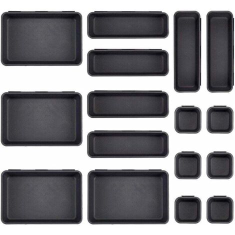 16 Pcs Bureau Tiroir Organisateur Ensemble 3 Plateaux De Taille Organisateurs De Maquillage En Plastique Argenterie Tiroirs De Rangement Diviseurs Bacs pour Commode Salle De Bains Vanité Ustensiles Pl (1/5)