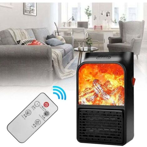 Enowelir Chauffage Électrique Portable PTC 900W avec Flamme Simulée pour Cheminée Ventilateur Intégré Prise UE (1/4)