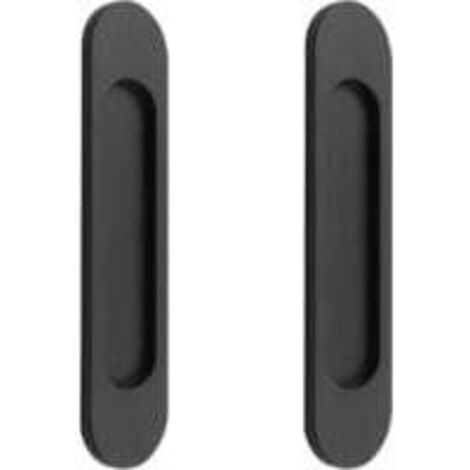 2 poignées de porte coulissantes ovales auto-adhésives en alliage d'aluminium noir mat sans perforation pour portes coulissantes, fenêtres d'armoires180mm (1/4)
