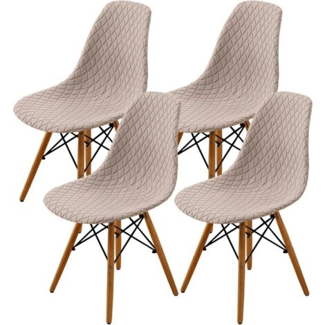 4Pcs Housse de Chaise Scandinaves, Extensible Housse de Chaise de Salle à Manger, Jacquard de Diamant - Kaki (1/4)