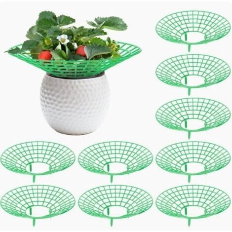 9 Pièces Support Fraisier, Plastique Amovible Supports pour Fraises Diamètre 30.6 cm Support de Culture de Fraises pour Fraise, Légume, Fleur, Plante (Vert) (1/4)