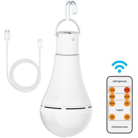 Enowelir USB Ampoule Rechargeable Avec Télécommande, 7W LED Ampoules Batterie , E27 Tactile Dimmable Ampoule Avec Fonction de Synchronisation, Extérieur Camping Ampoule De Secours Avec Crochet,AAFGVC (1/4)