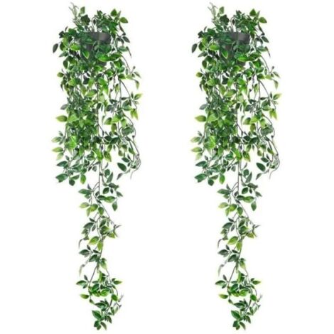 2Pcs 80cm Plante Tombante Artificielle avec Pot Lierre Artificielle Fausse Plante pour Célébration, Cuisine, Jardin, Bureau (1/4)