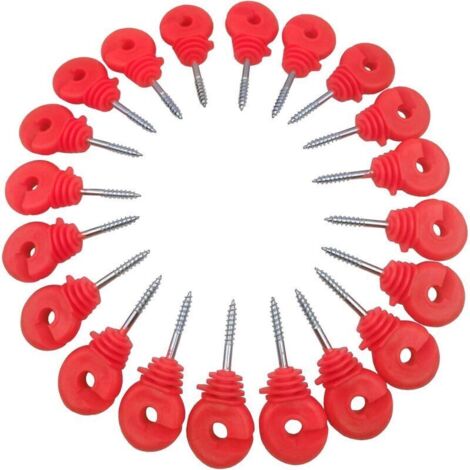 20 pcs Isolateur Cloture Electrique a Visser, Isolateur Cloture Electrique pour Grillage Piquet Fer, Isolateur Cloture Electrique pour Animaux Chevaux Fil Cloture éLectrique Fixe(Rouge) (1/4)