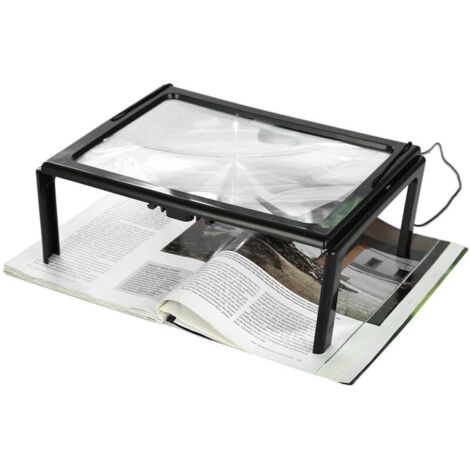 Loupe LED journal pliable ultra mince A4 pleine page loupe loupe lecture loupe loupe avec 3x 4 ampoules LED pour la lecture pour le tricot (1/5)