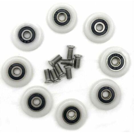 Enowelir Lot de 8 roues de rechange pour porte de douche de 23 mm de diamètre Fixation de porte et paroi de douche (1/4)
