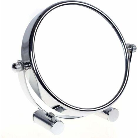 Enowelir Miroir Cosmétique Pivotant 360 Degrés Double Face Normal et Grossissement x10 Miroir sur Pied pour Maquillage Rasage Salle de Bain Chromé (1/4)